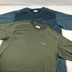 2 Columbia Titanium Long Sleeve Shirts Thumb Holes Mens Size XXL Blue & Green